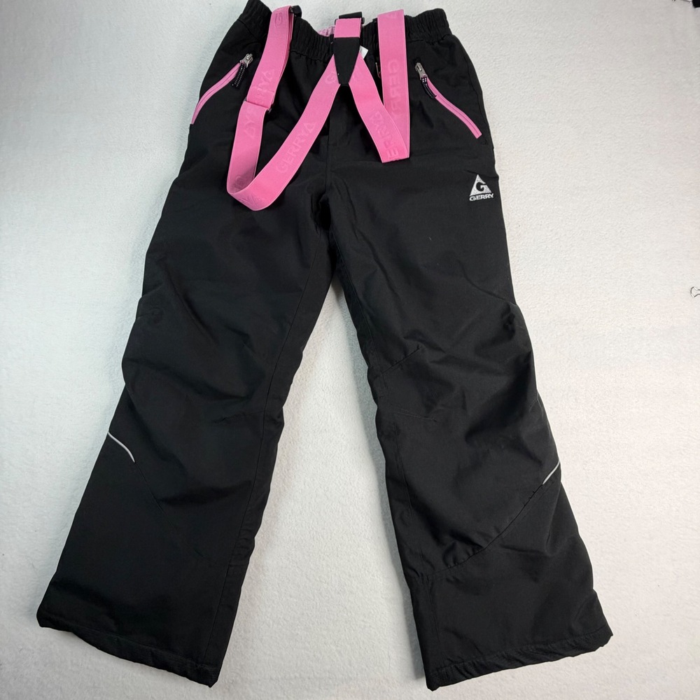 Gerry Kids Black Pink Insulated Snow Pants Removable Suspenders Size L 14/16